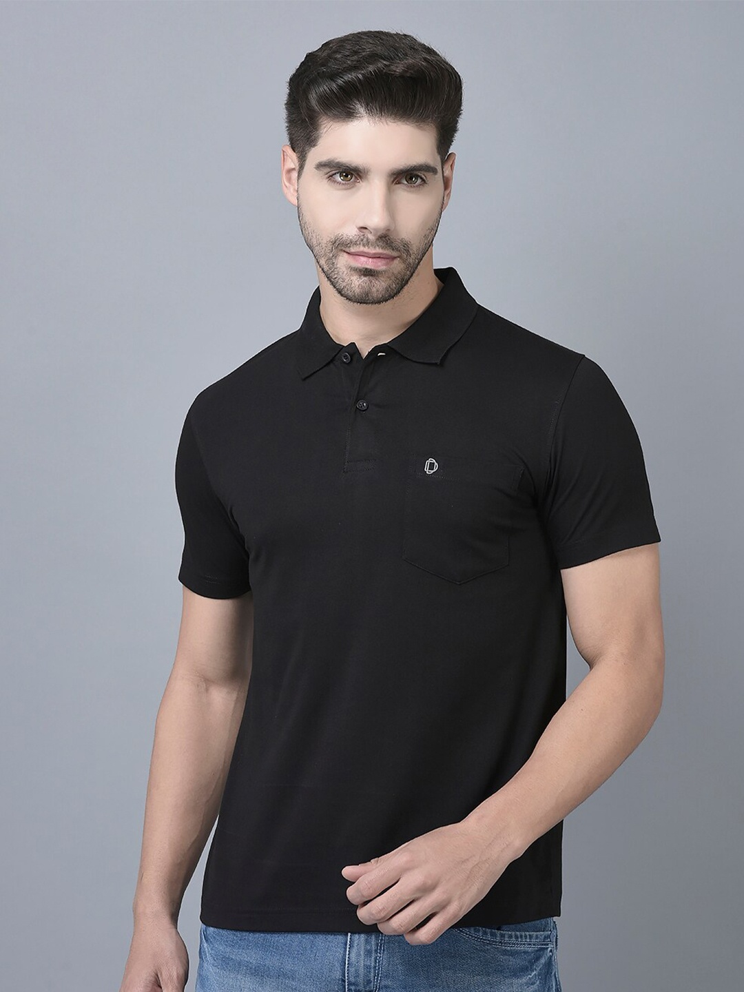 

Dollar Polo Collar Regular Fit Cotton T-shirt, Black