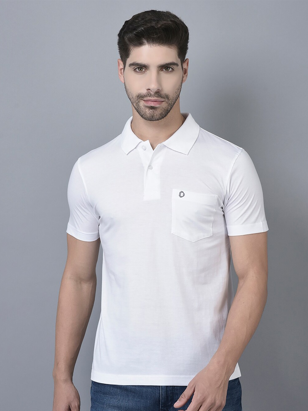 

Dollar Polo Collar Regular Fit Cotton T-shirt, White