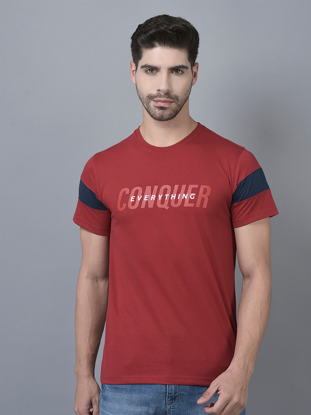

Dollar Typography Printed Cotton T-shirt, Red