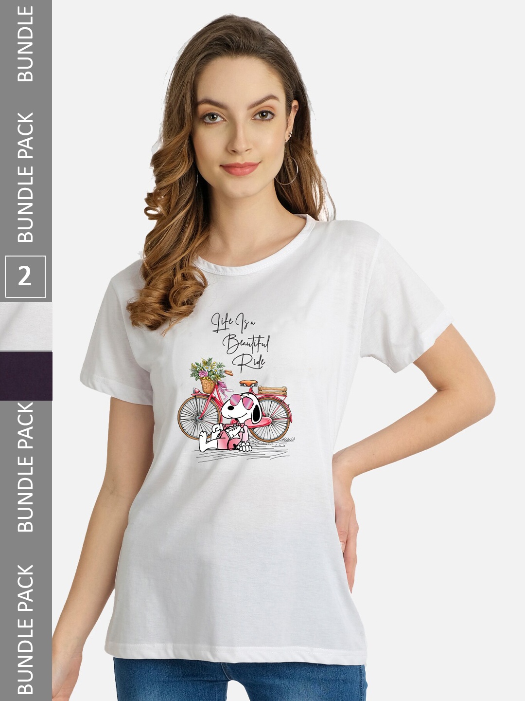 

CHOZI Pack of 2 Graphic Printed Cotton T-shirt, White