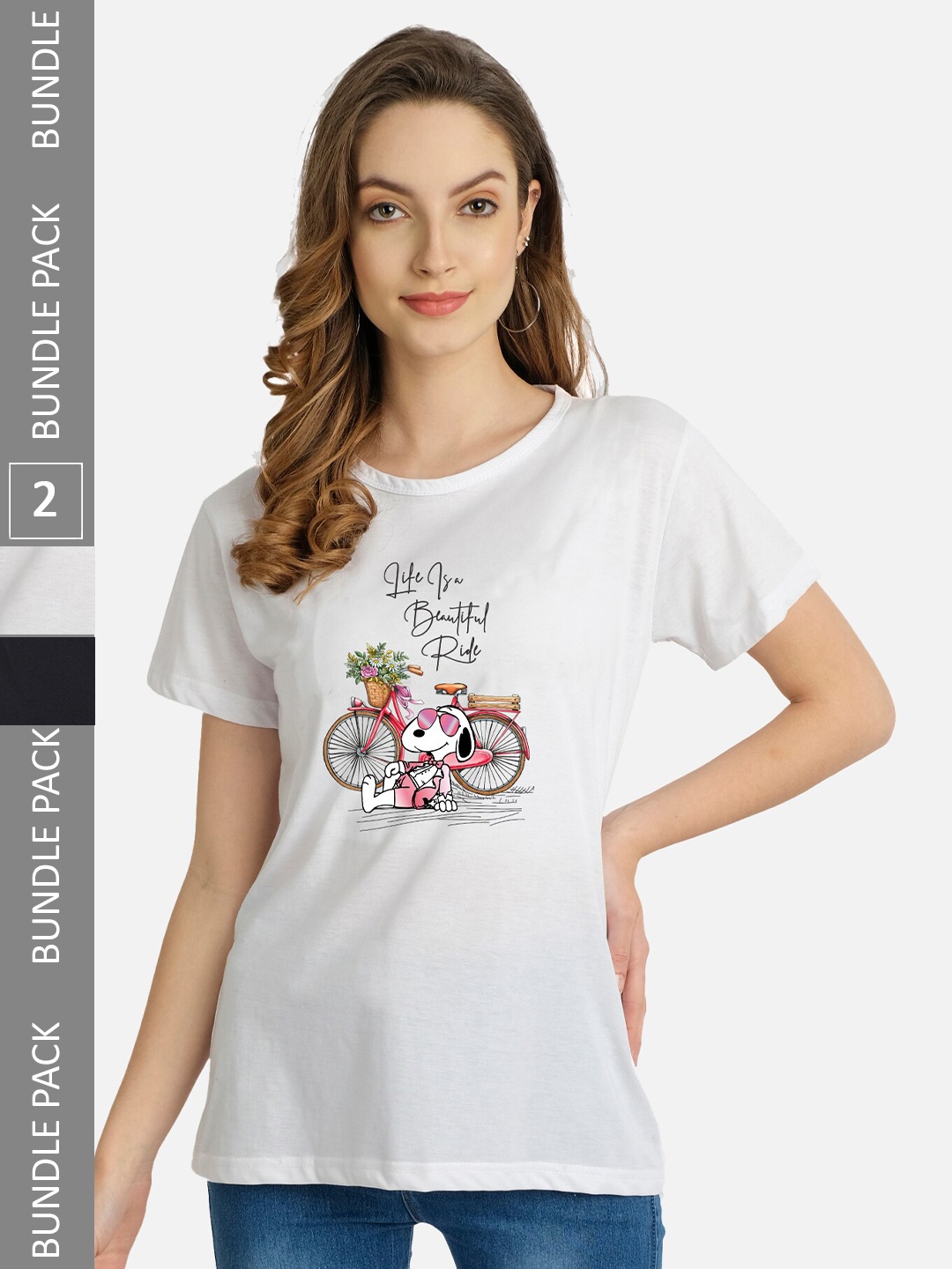 

CHOZI Pack Of 2 Printed Cotton T-shirts, White