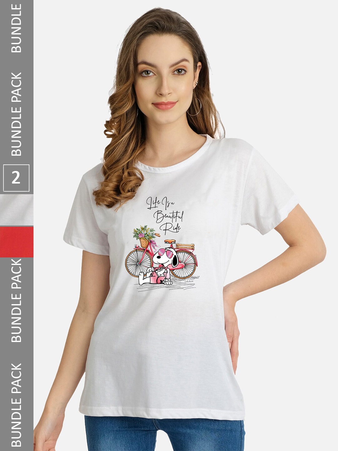 

CHOZI Pack Of 2 Printed Cotton T-shirts, White