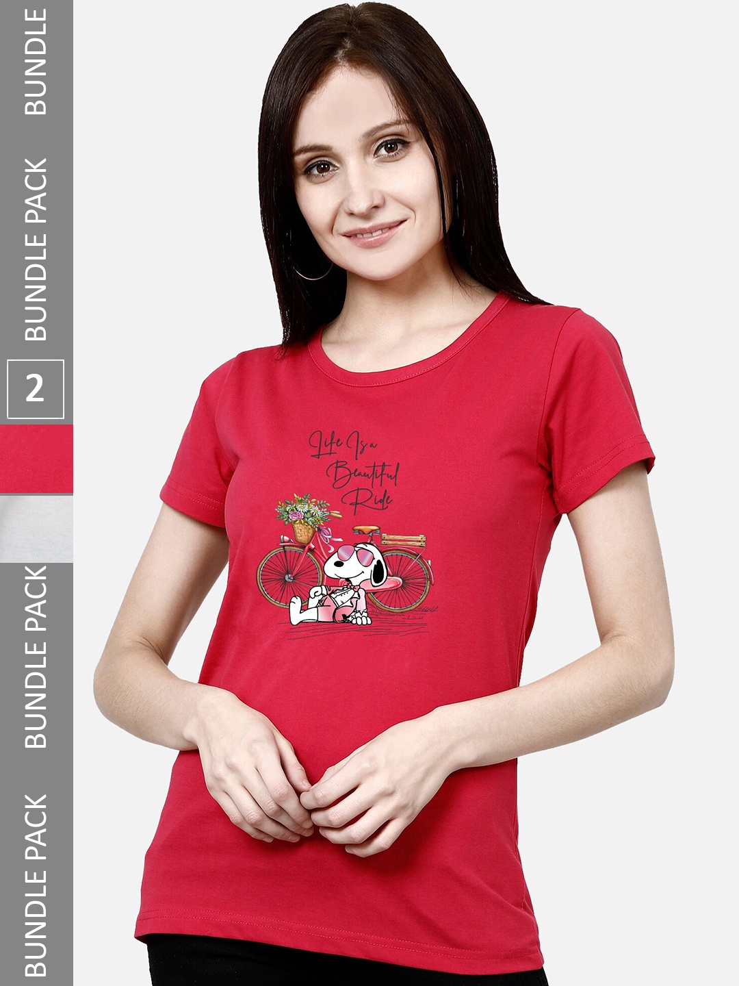 

CHOZI Pack Of 2 Graphic Printed Cotton T-shirt, Red