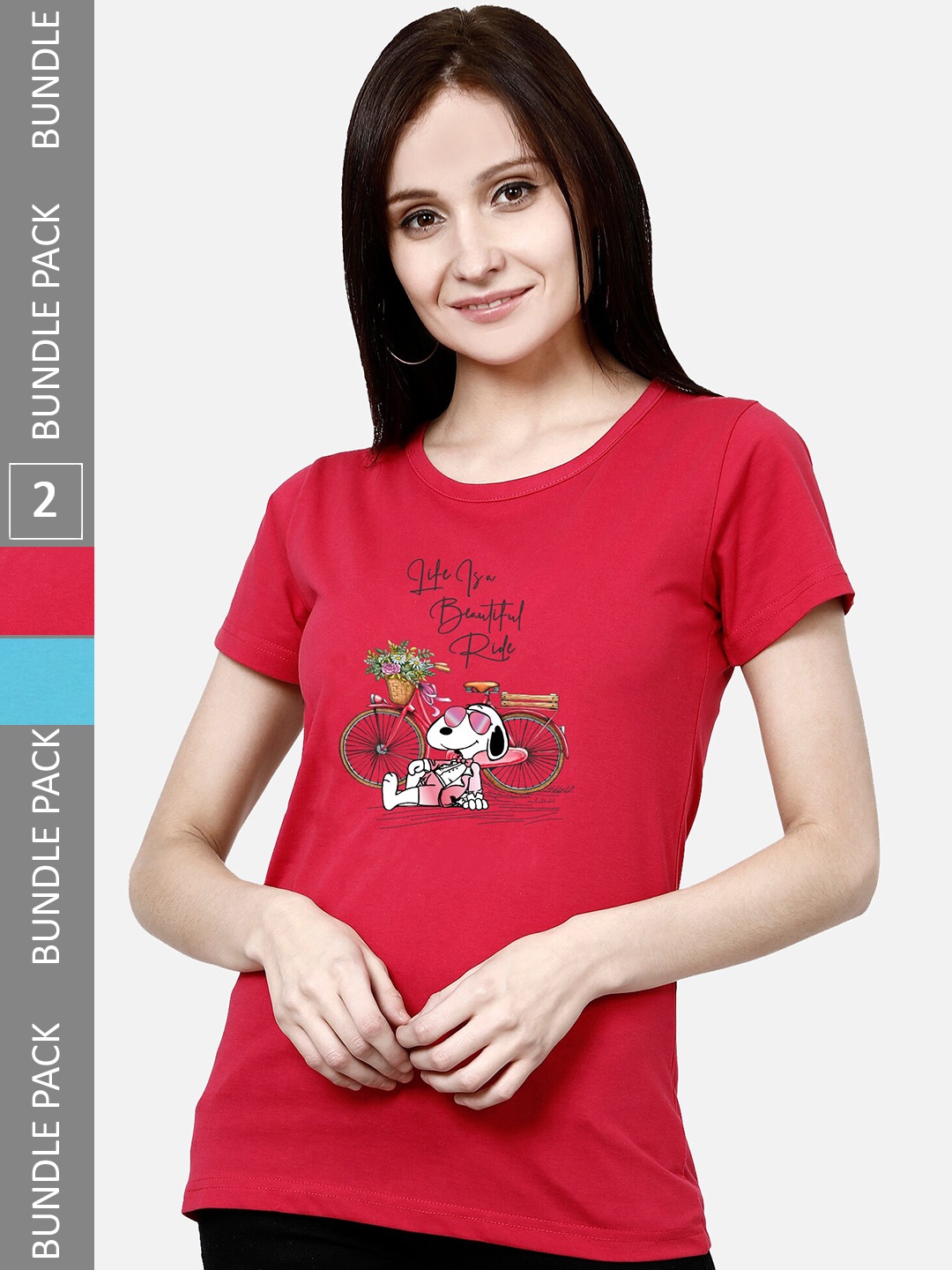 

CHOZI Pack Of 2 Graphic Printed Cotton T-shirt, Red