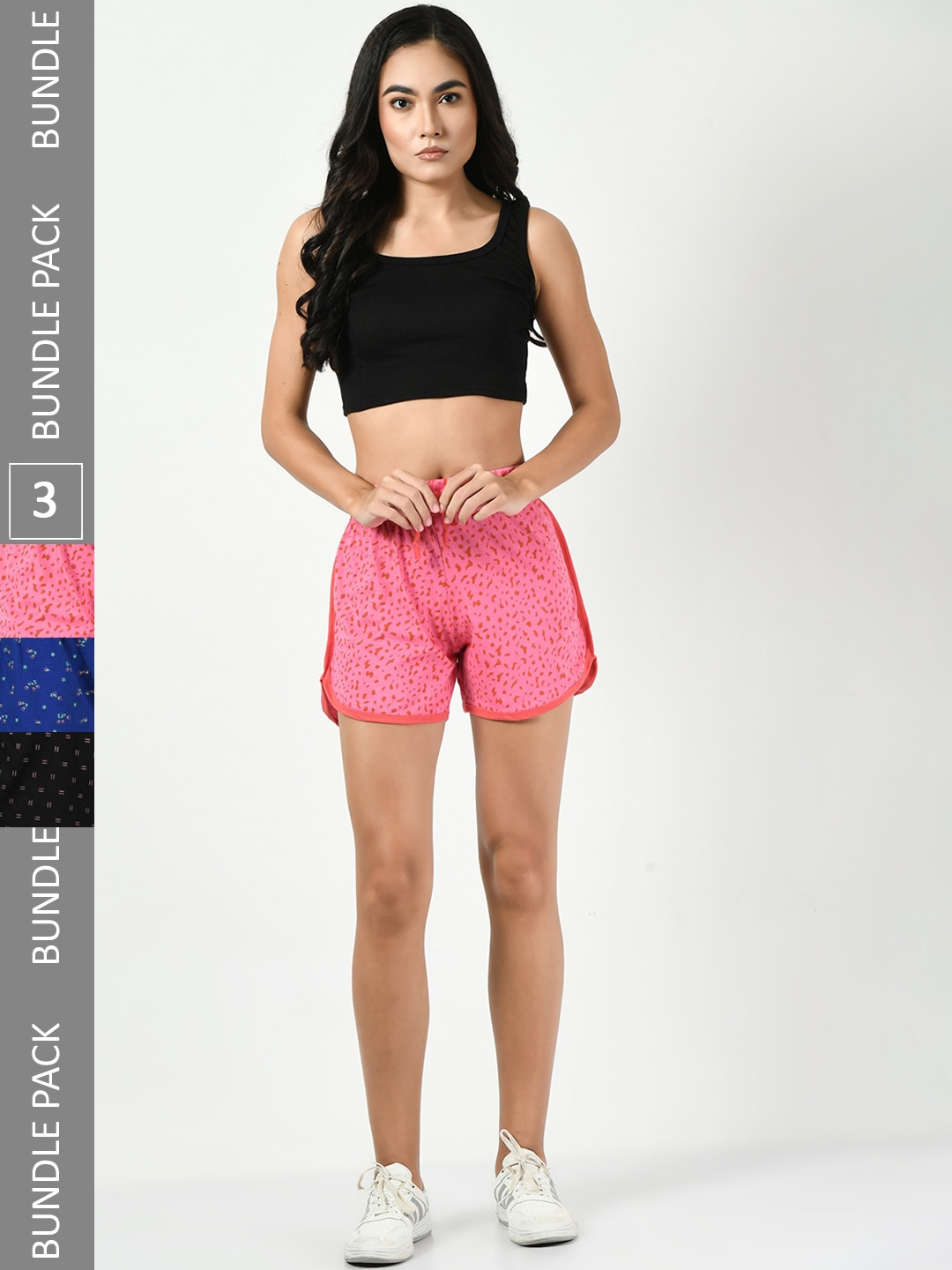 

BAESD Women Pack Of 3 Conversational Printed High-Rise Pure Cotton Shorts, Pink