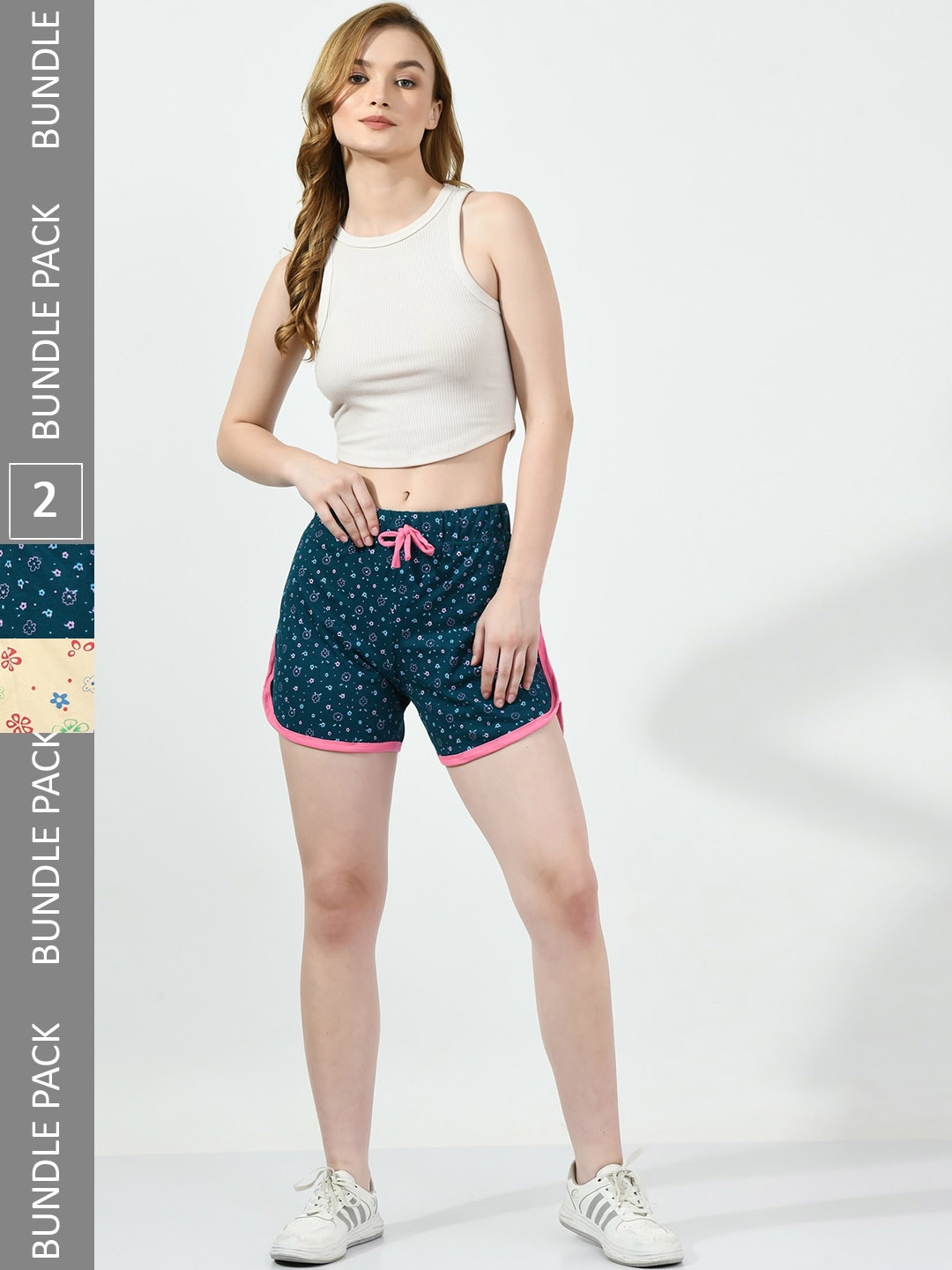 

BAESD Women Pack of 2 Printed High-Rise Cotton Shorts, Multi