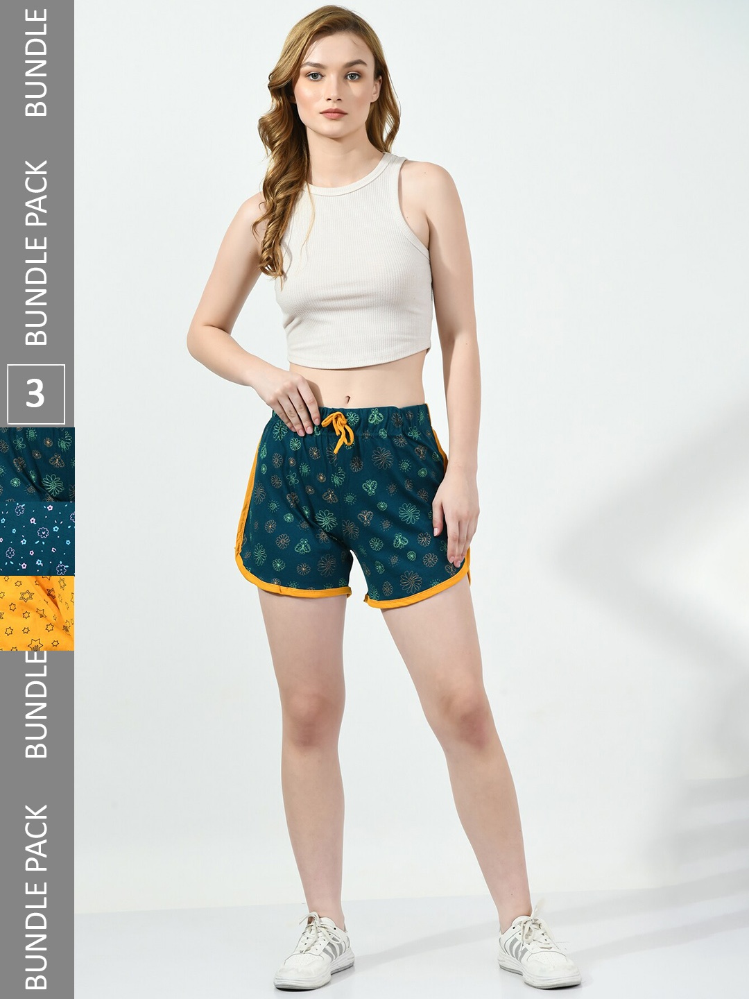 

BAESD Pack Of 3 Printed High-Rise Cotton Shorts, Green