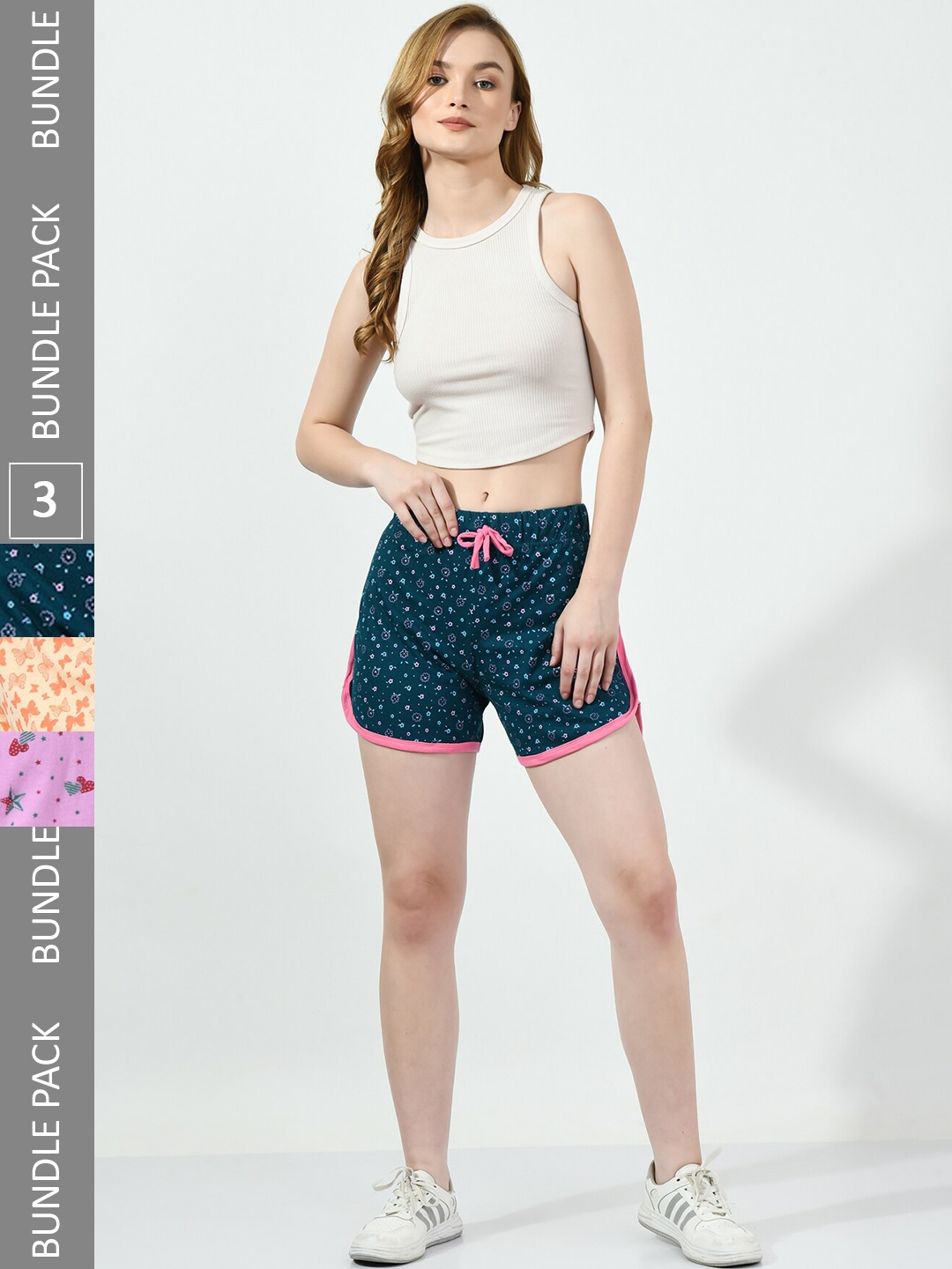 

BAESD Pack of 3 Printed Pure Cotton Hot Pants Shorts, Blue