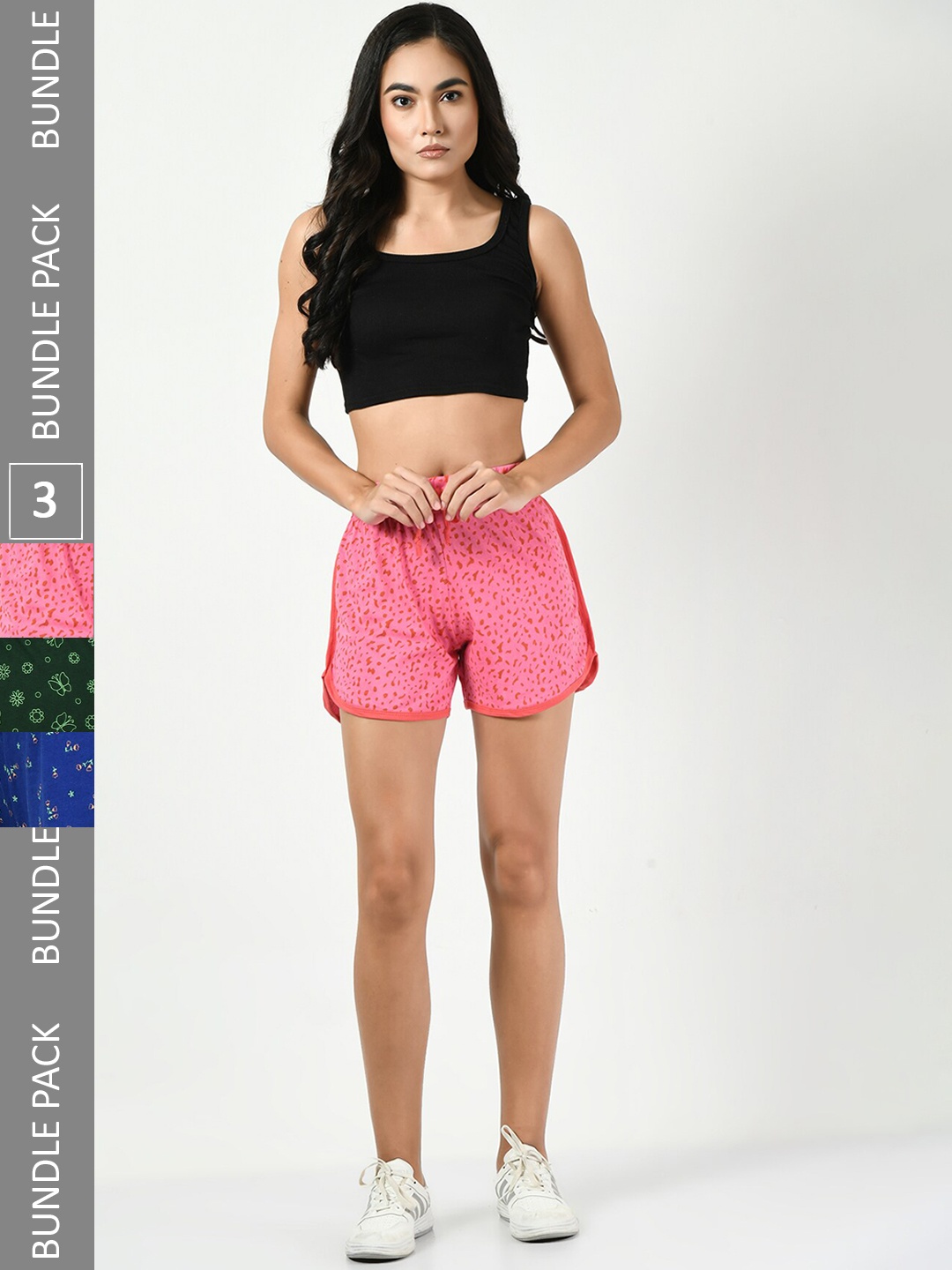 

BAESD Women Pack of 2 Printed Pure Cotton Hot Pants Shorts, Pink