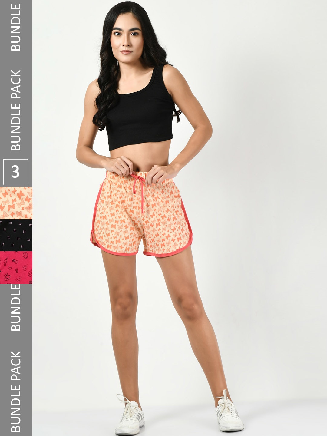 

BAESD Pack of 3 Printed Pure Cotton Hot Pants Shorts, Orange