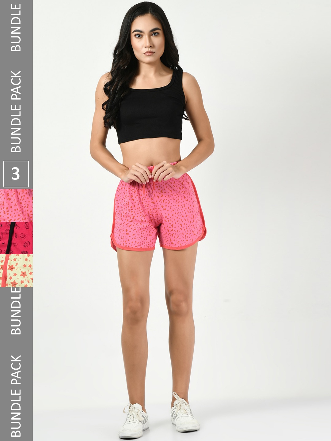 

BAESD Pack of 3 Printed Pure Cotton Hot Pants Shorts, Pink