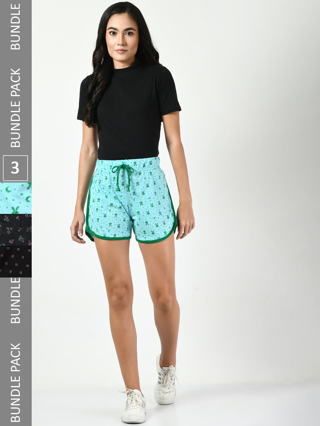 

BAESD Pack of 3 Printed Pure Cotton Hot Pants Shorts, Blue
