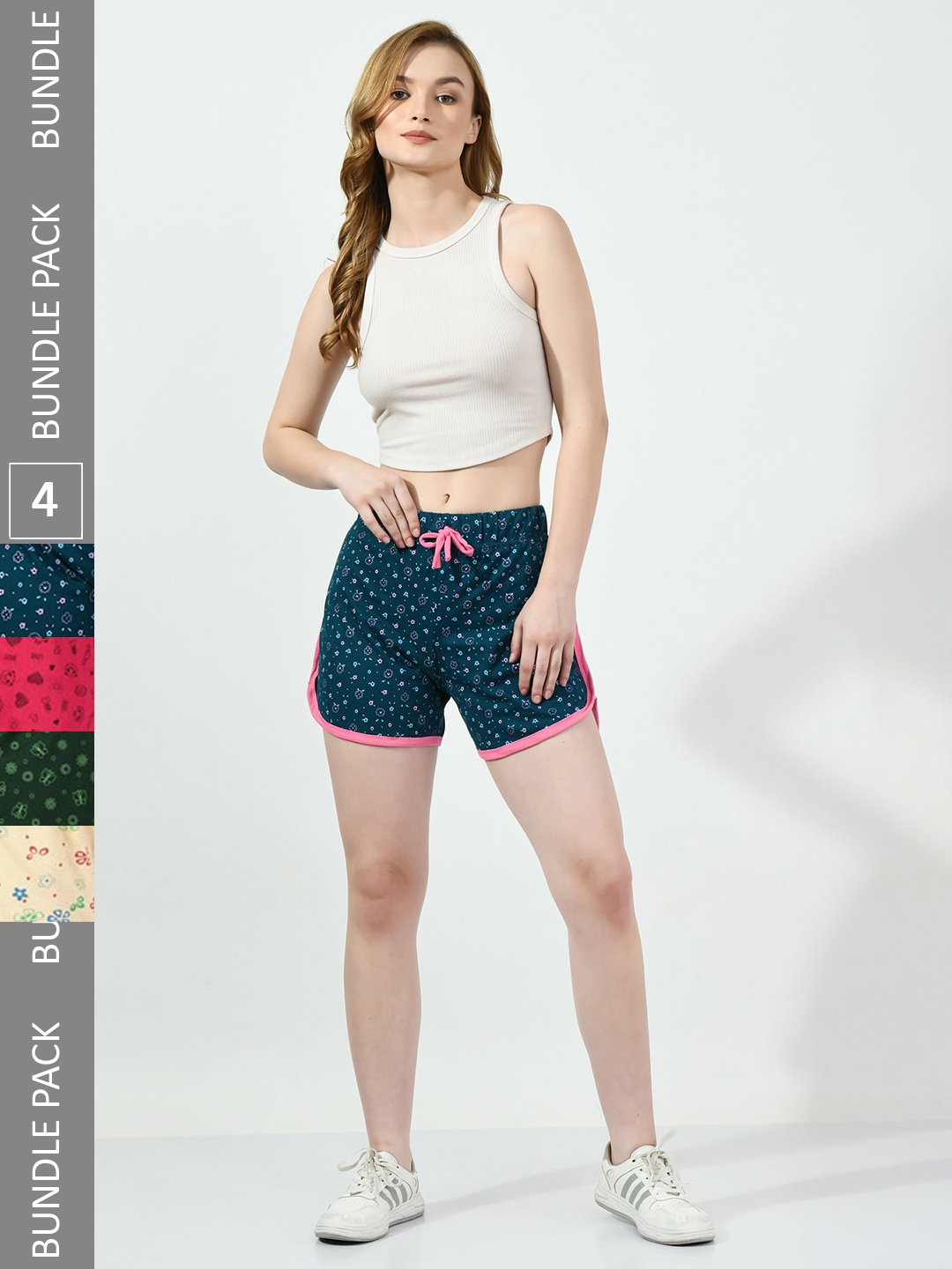 

BAESD Pack of 4 Printed Pure Cotton Hot Pants Shorts, Blue