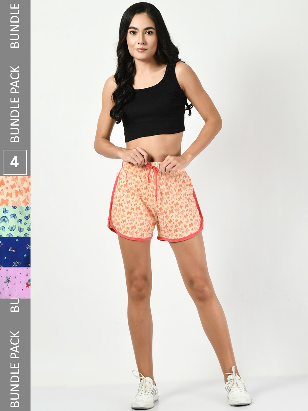 

BAESD Pack of 4 Printed Pure Cotton Hot Pants Shorts, Orange