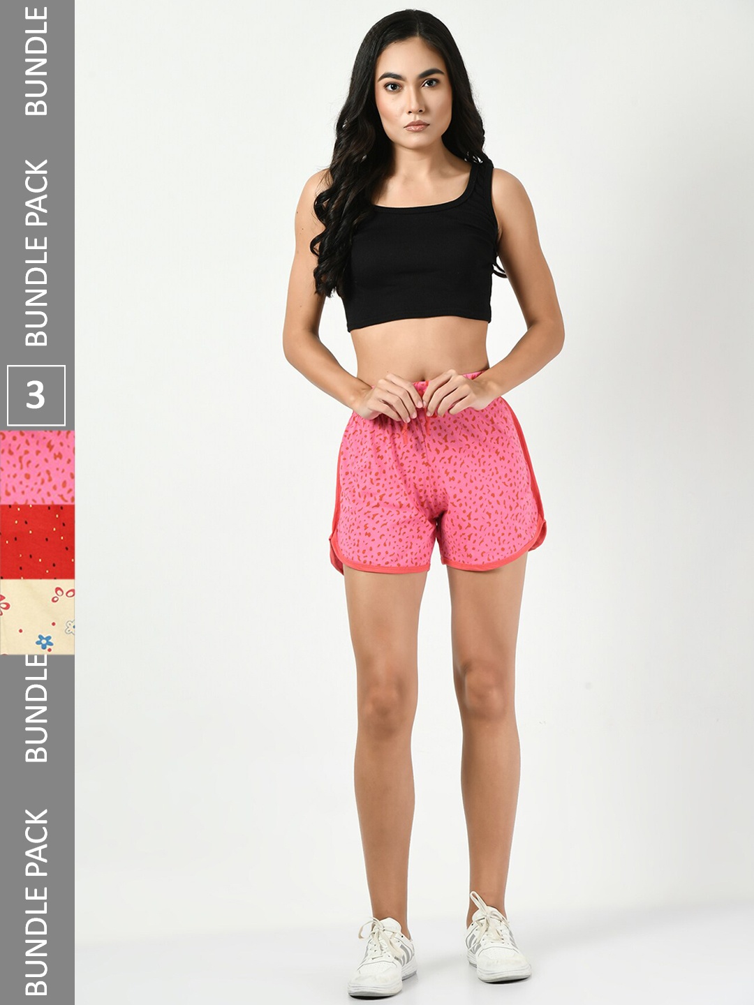 

BAESD Women Pack Of 3 Floral Printed Pure Cotton Hot Pants, Pink