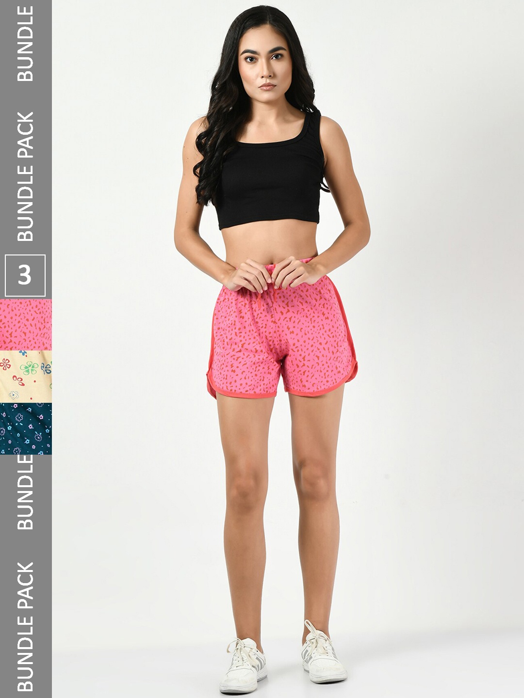 

BAESD Women Pack of 3 Printed High-Rise Cotton Shorts, Pink