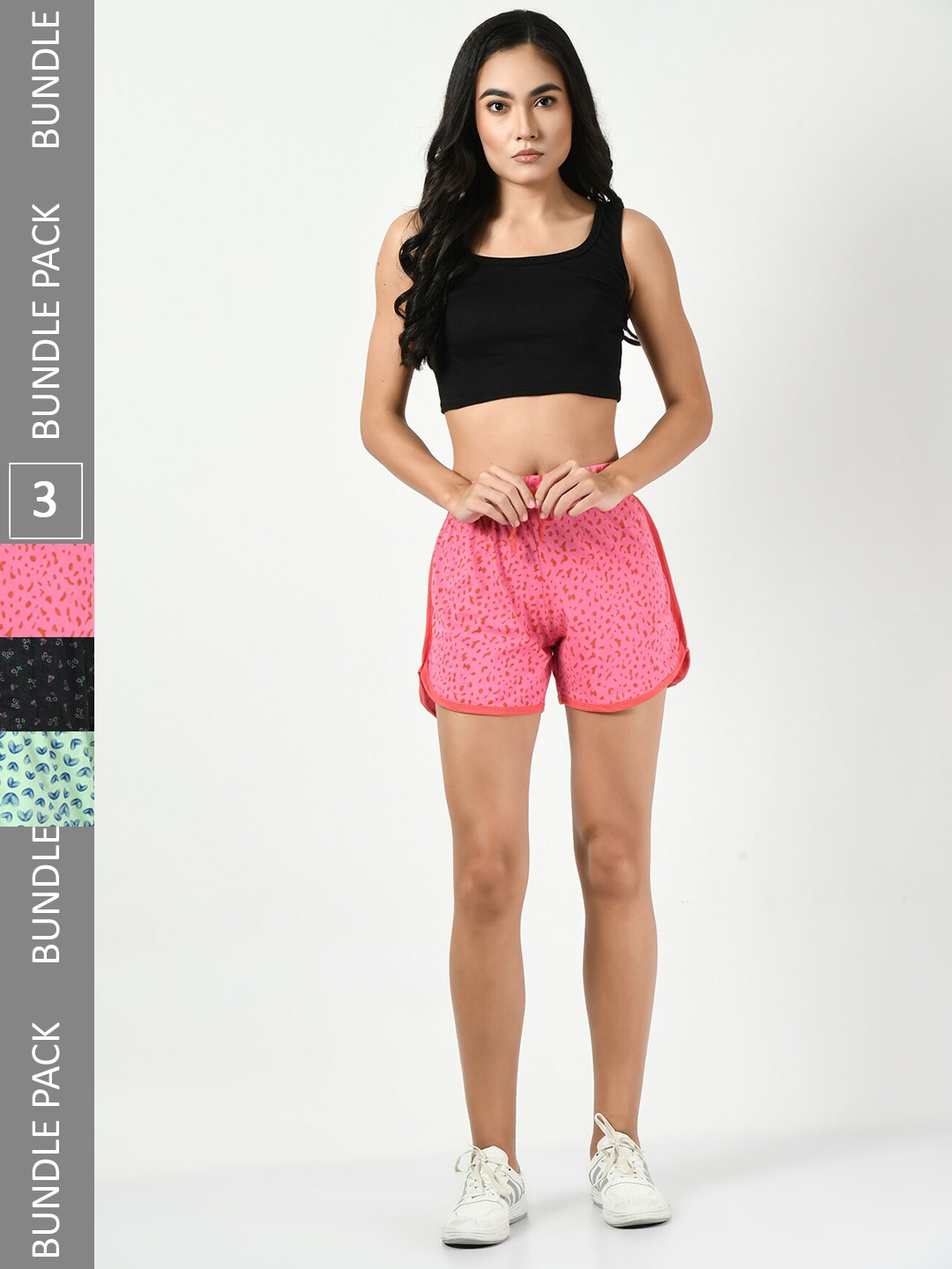 

BAESD Women Pack Of 3 Printed High-Rise Cotton Shorts, Pink
