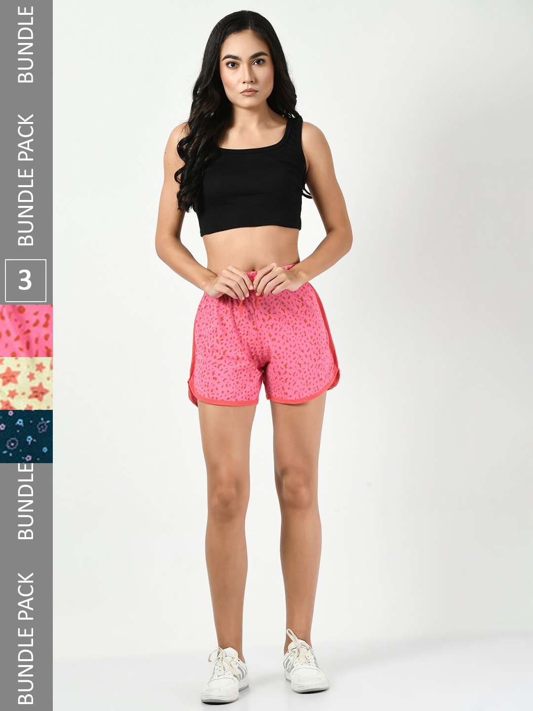 

BAESD Pack of 3 Printed Pure Cotton Hot Pants Shorts, Pink