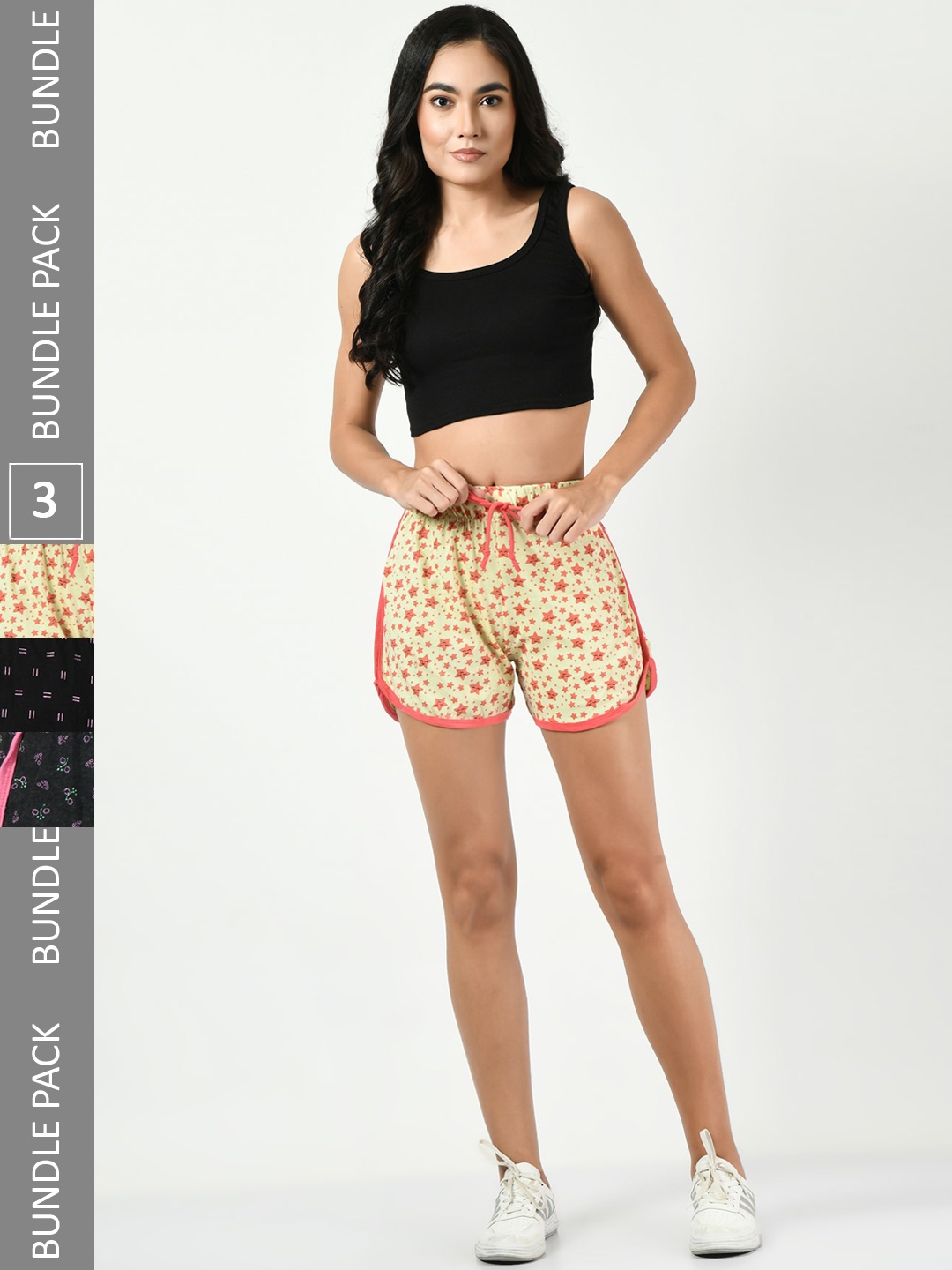 

BAESD Pack of 3 Printed Pure Cotton Hot Pants Shorts, Yellow