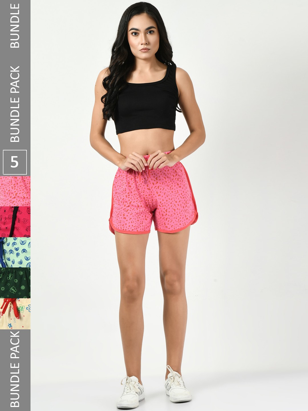 

BAESD Women Pack Of 5 High-Rise Cotton Shorts, Pink