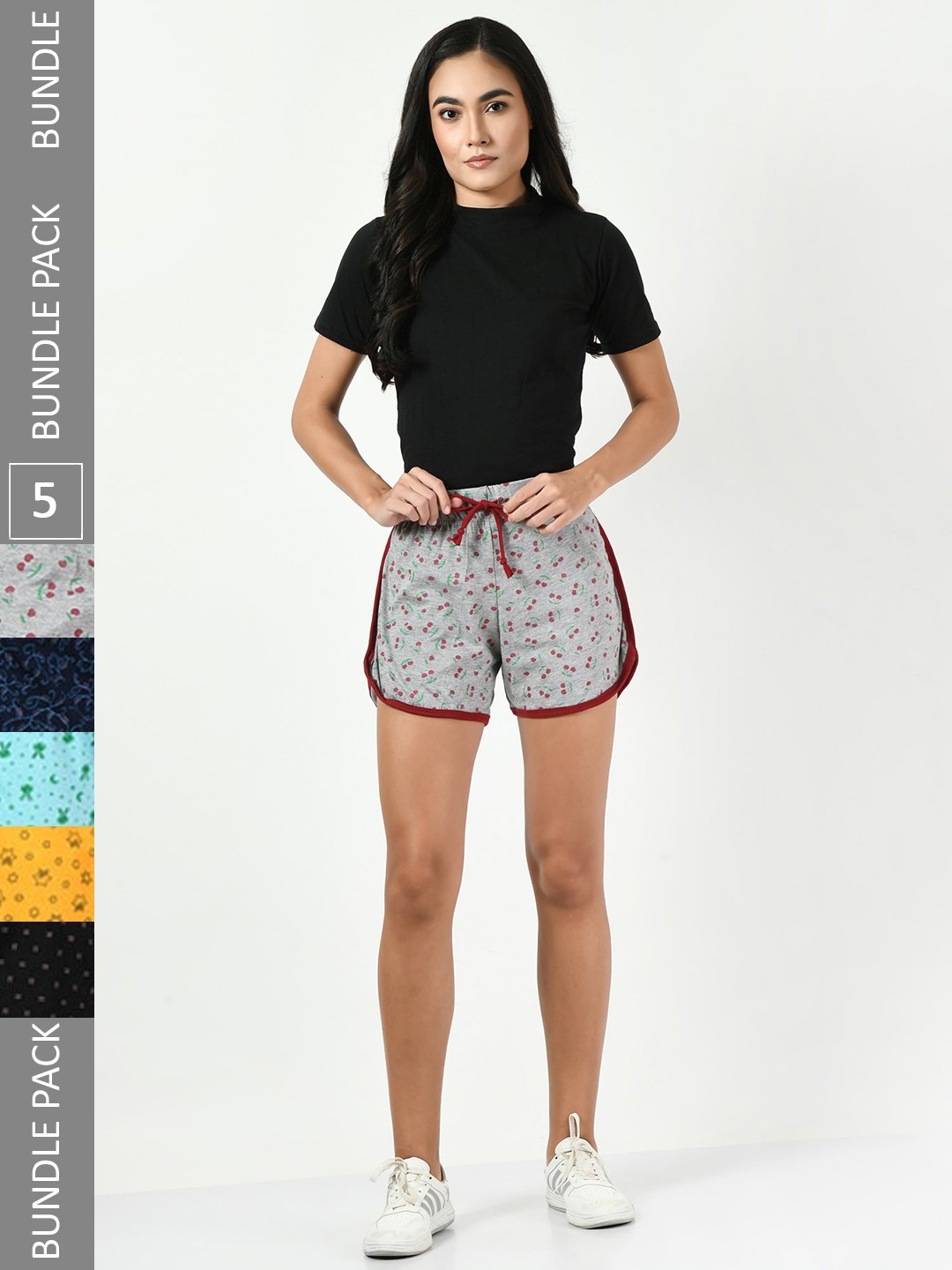 

BAESD Women Pack Of 5 High-Rise Cotton Shorts, Multi