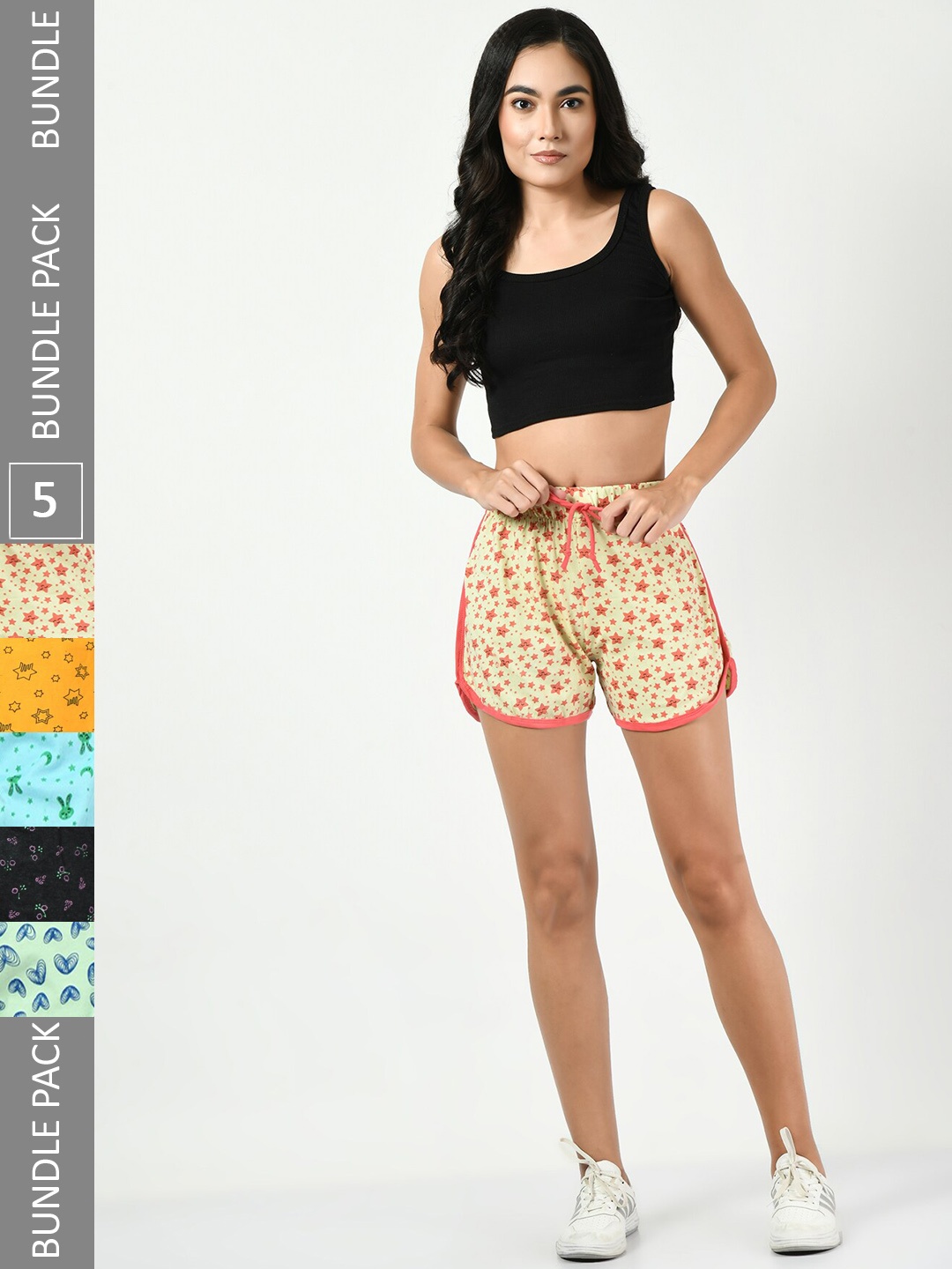 

BAESD Women Pack of 5 Printed High-Rise Shorts, Multi