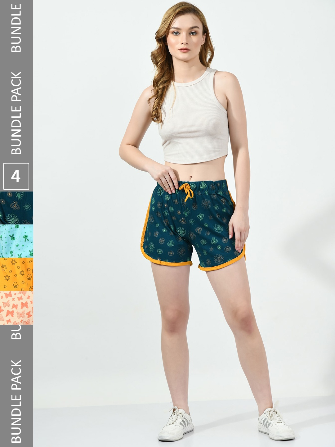 

BAESD Women Pack Of 4 Conversational Printed High-Rise Pure Cotton, Teal
