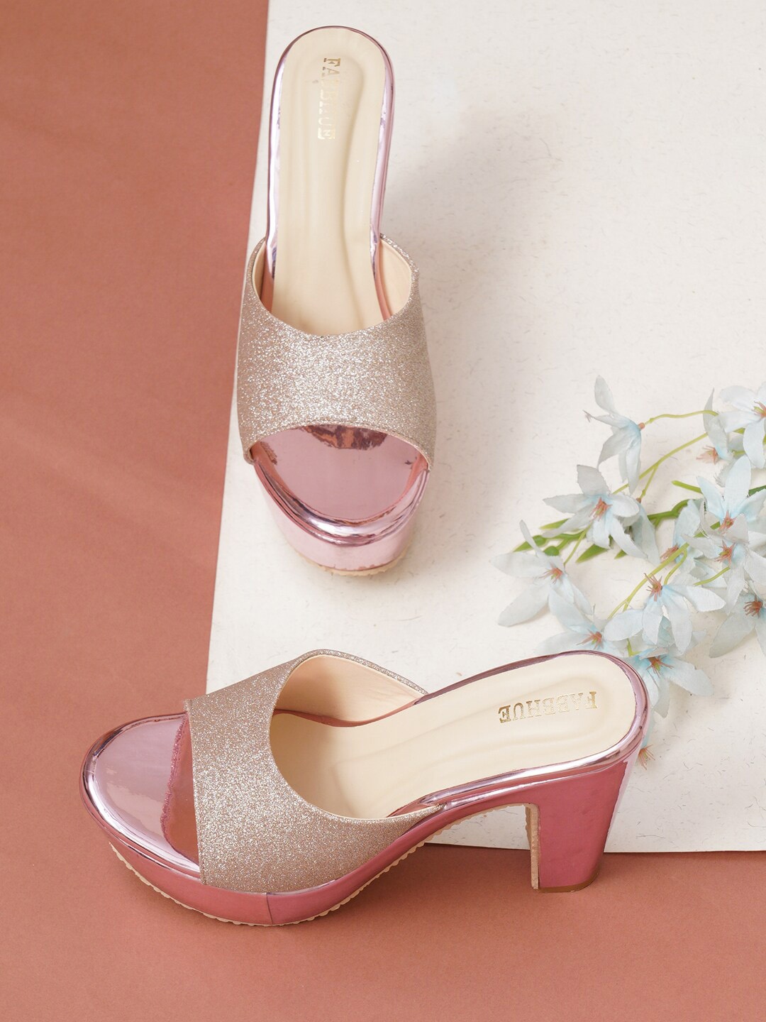 

FABBHUE Embellished Open Toe Platform Heels, Purple