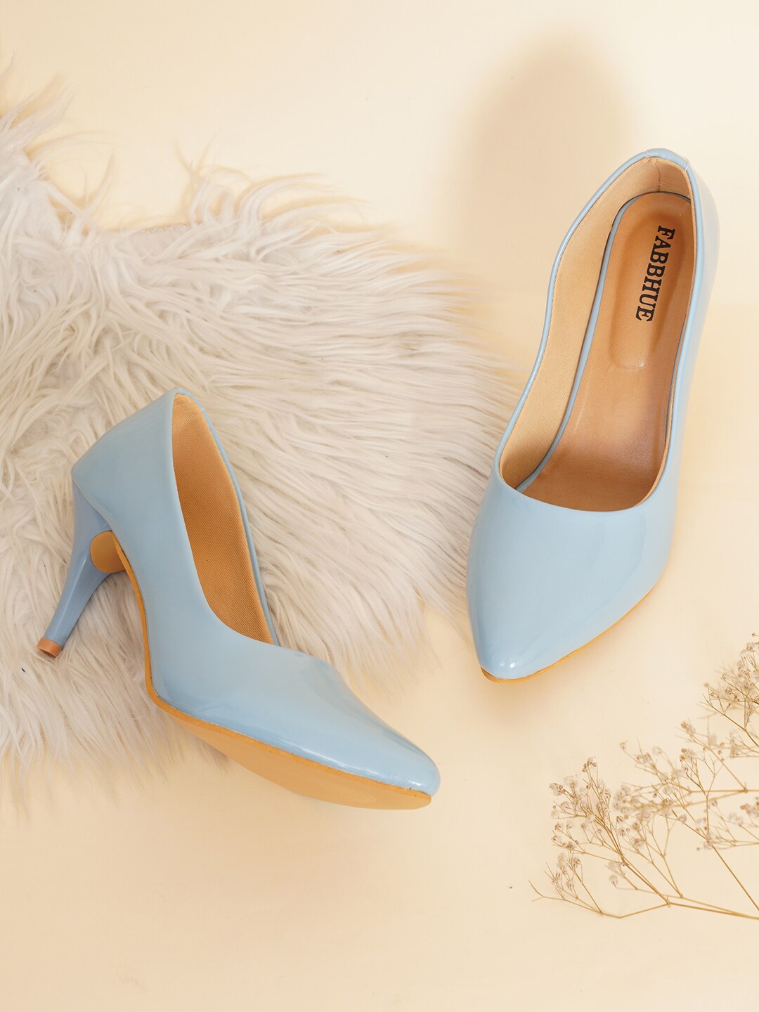 

FABBHUE Pointed Toe Slim Heel Pumps, Blue