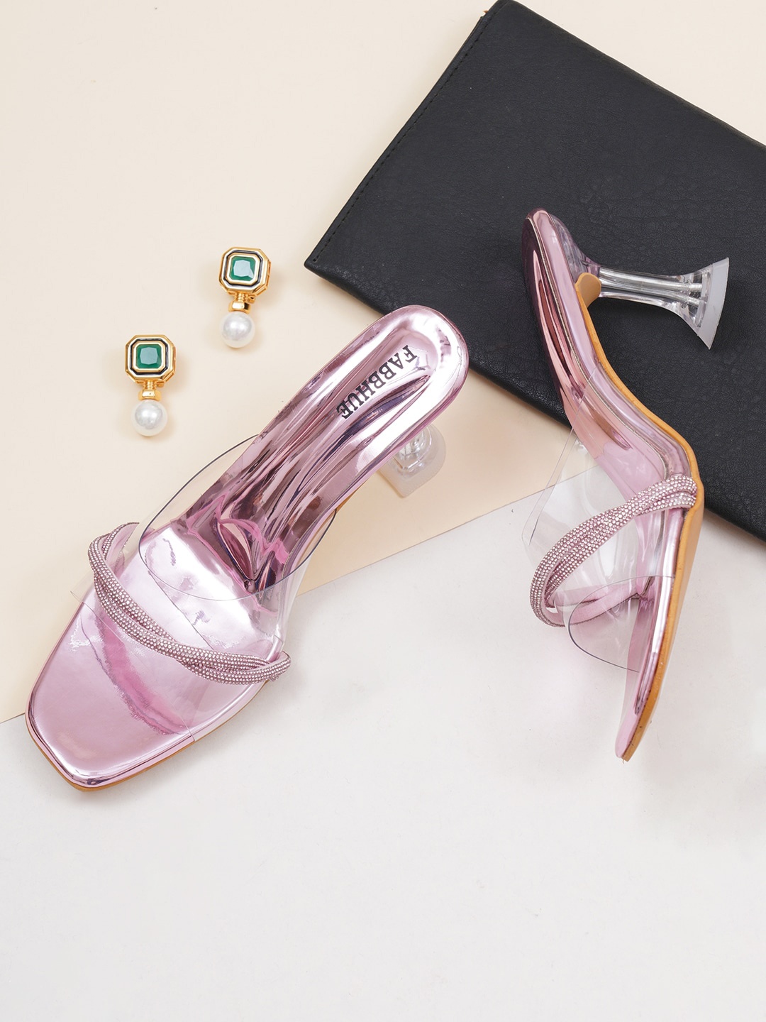 

FABBHUE Embellished Slim Heels, Lavender