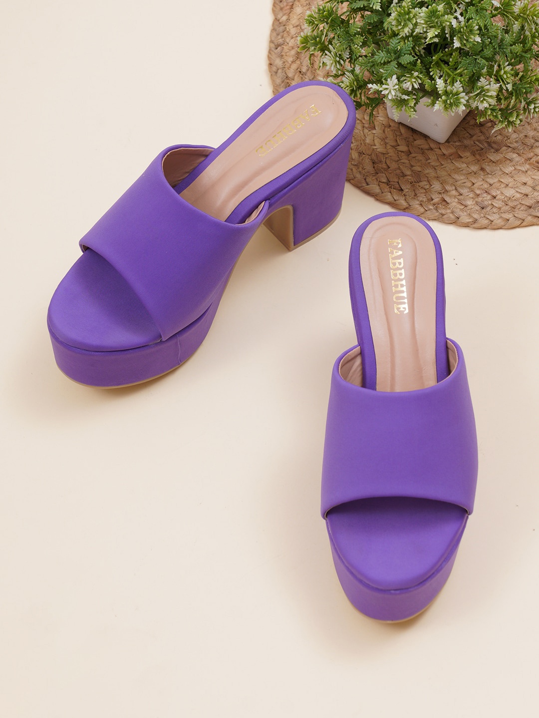 

FABBHUE Open Toe Platform Heels, Purple