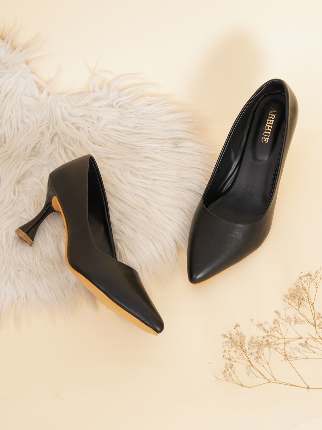 

FABBHUE Pointed Toe Slim Heel Pumps, Black