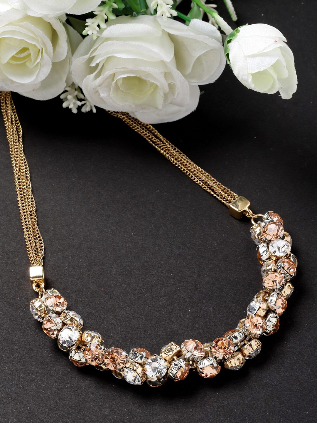 

AVANT-GARDE PARIS Rose Gold Plated Rhinestone Studded Necklace