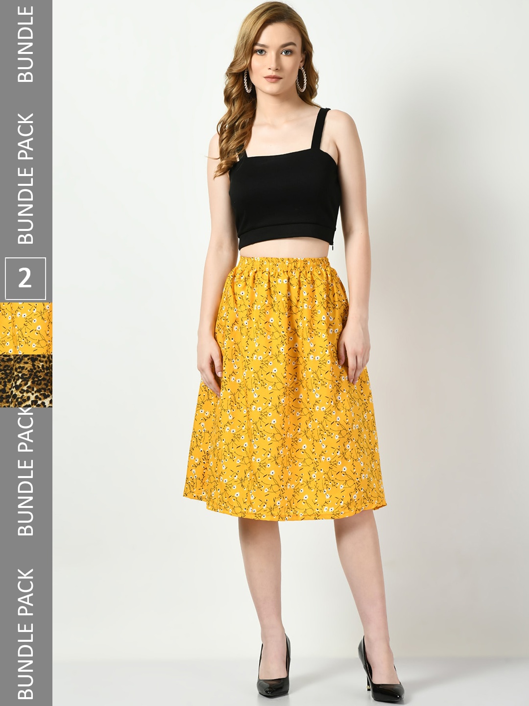 

BAESD Pack Of 2 Printed A-Line Skirts, Yellow