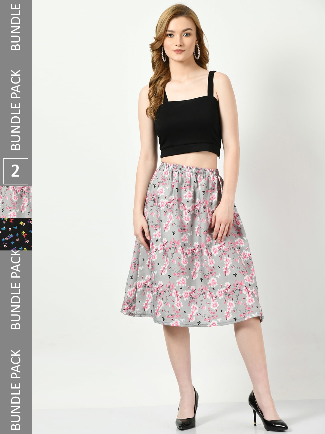 

BAESD Pack Of 2 Printed Skirts, Grey
