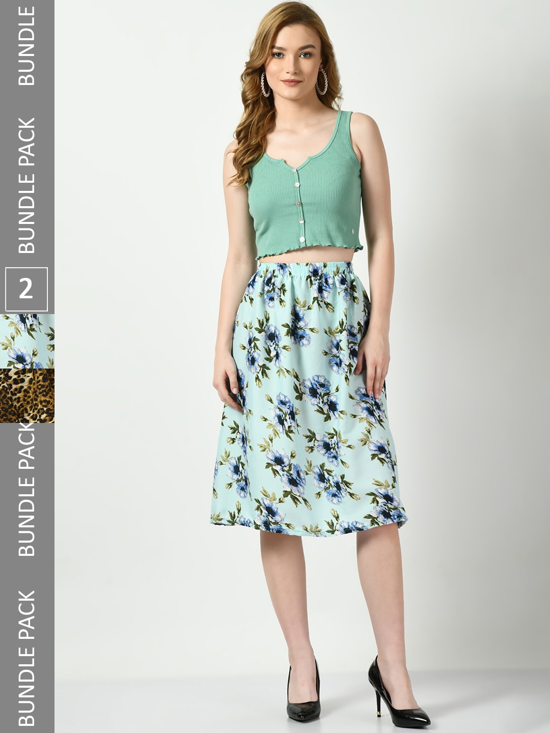 

BAESD Pack Of 2 Printed Skirts, Green