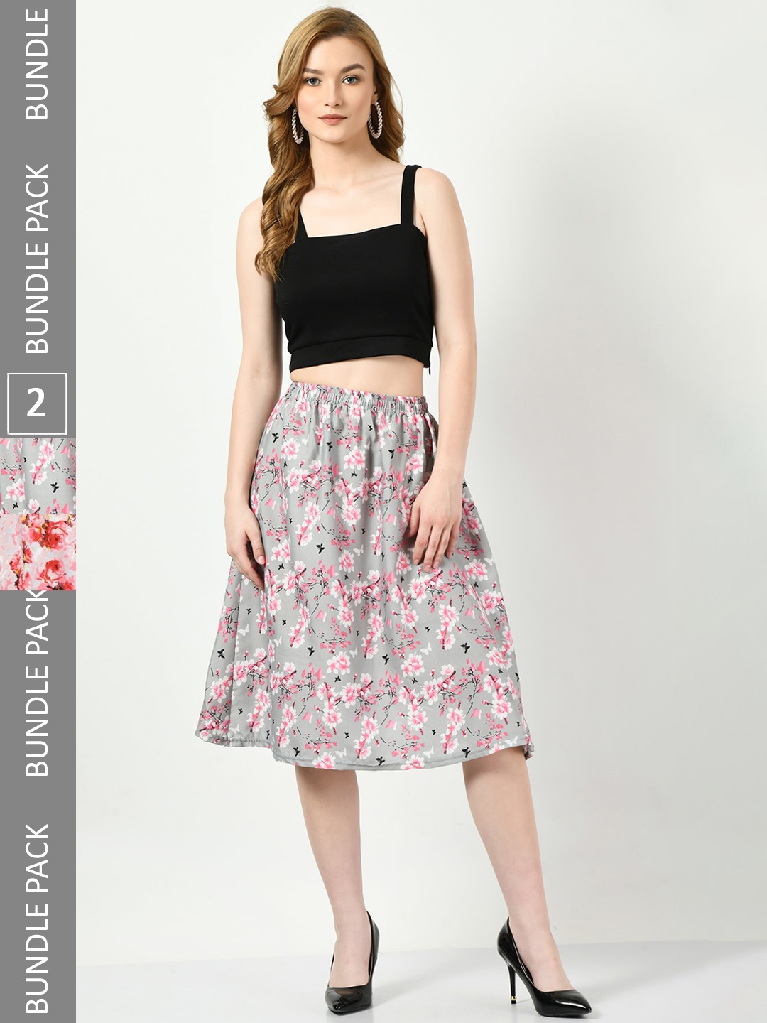 

BAESD Pack Of 2 Printed Skirts, Grey
