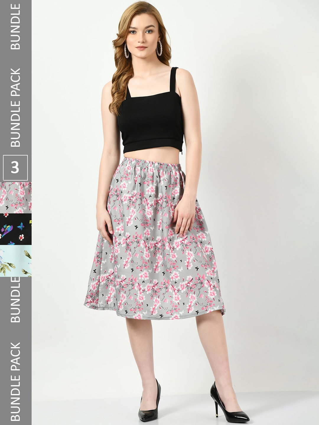 

BAESD Pack Of 3 Printed Skirts, Grey