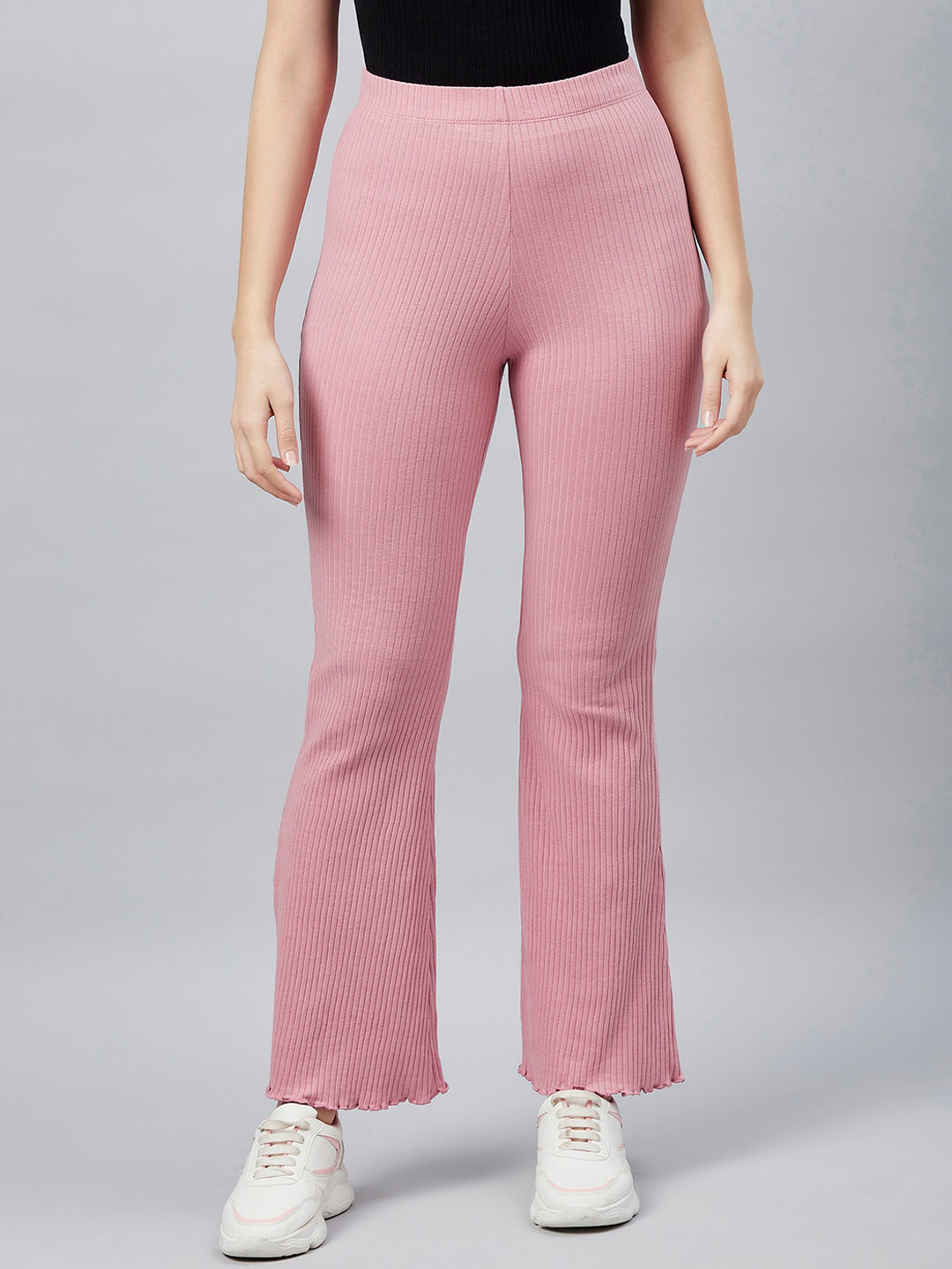 

Blinkin Women Slim-Fit Flared Trousers, Pink