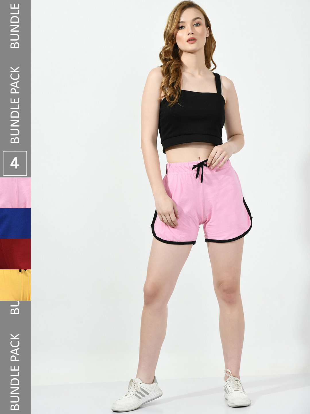 

BAESD Women Pack Of 4 Pure Cotton Hotpants Shorts, Pink