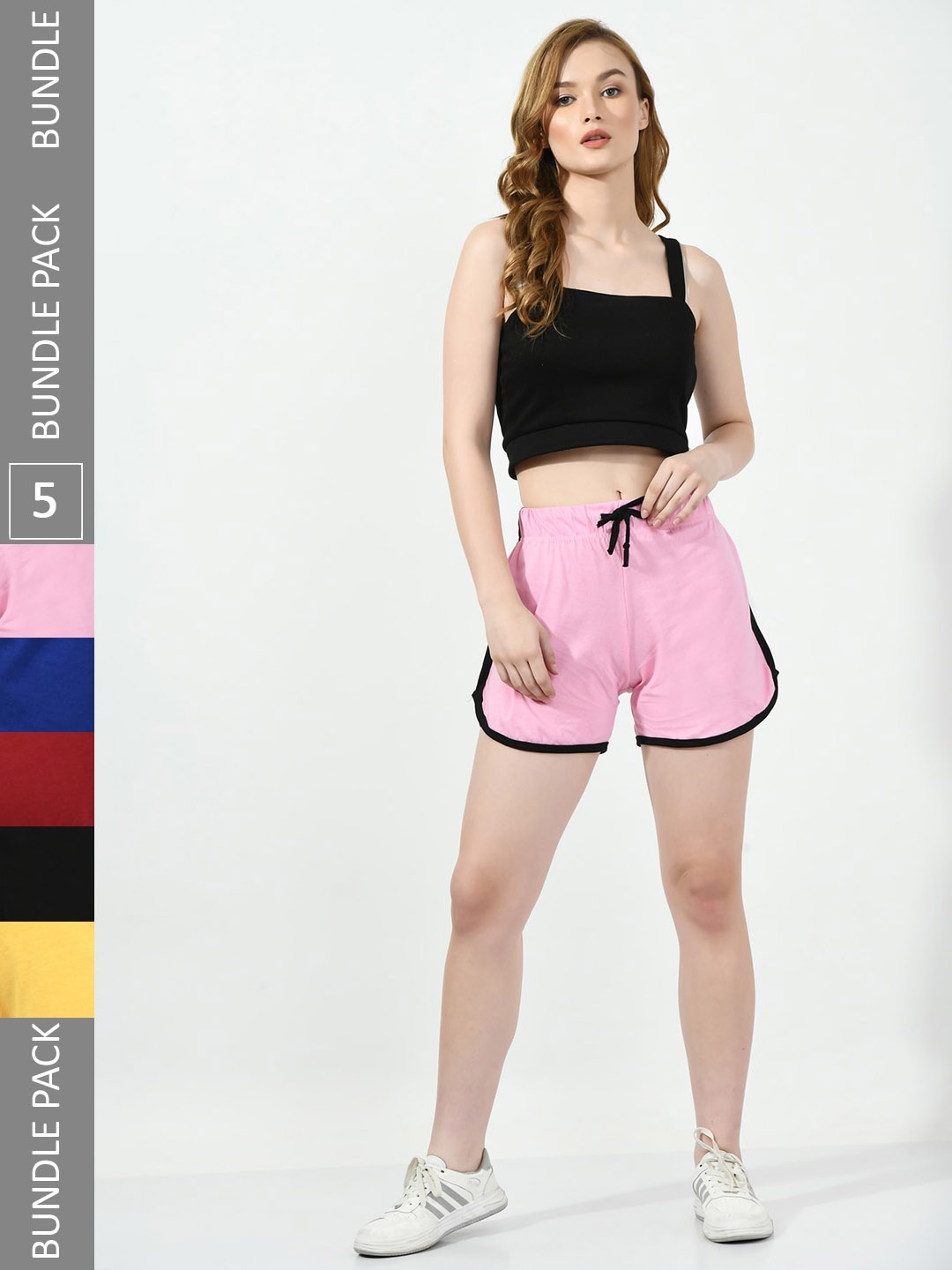 

BAESD Women Pack of 5 High-Rise Pure Cotton Shorts, Pink