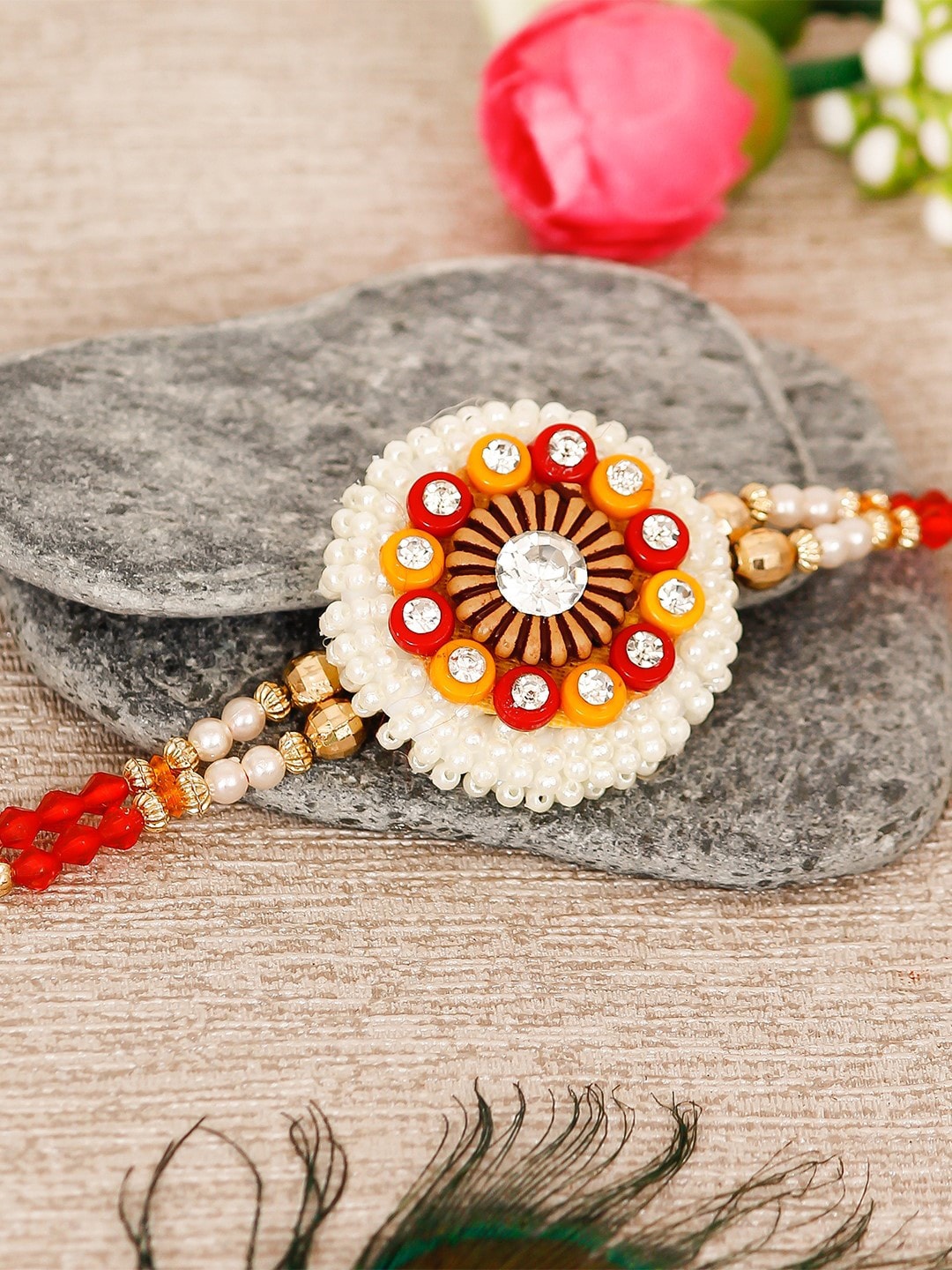 

eCraftIndia Tie-Up Rakhi With Roli Chawal, Red