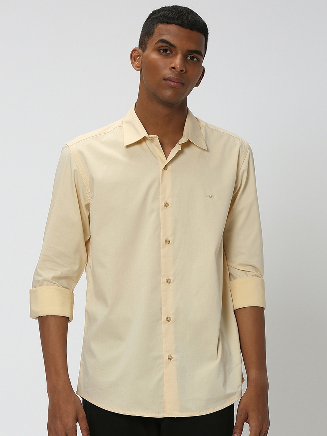 

Mufti Slim Fit Spread Collar Long Sleeve Casual Shirt, Beige
