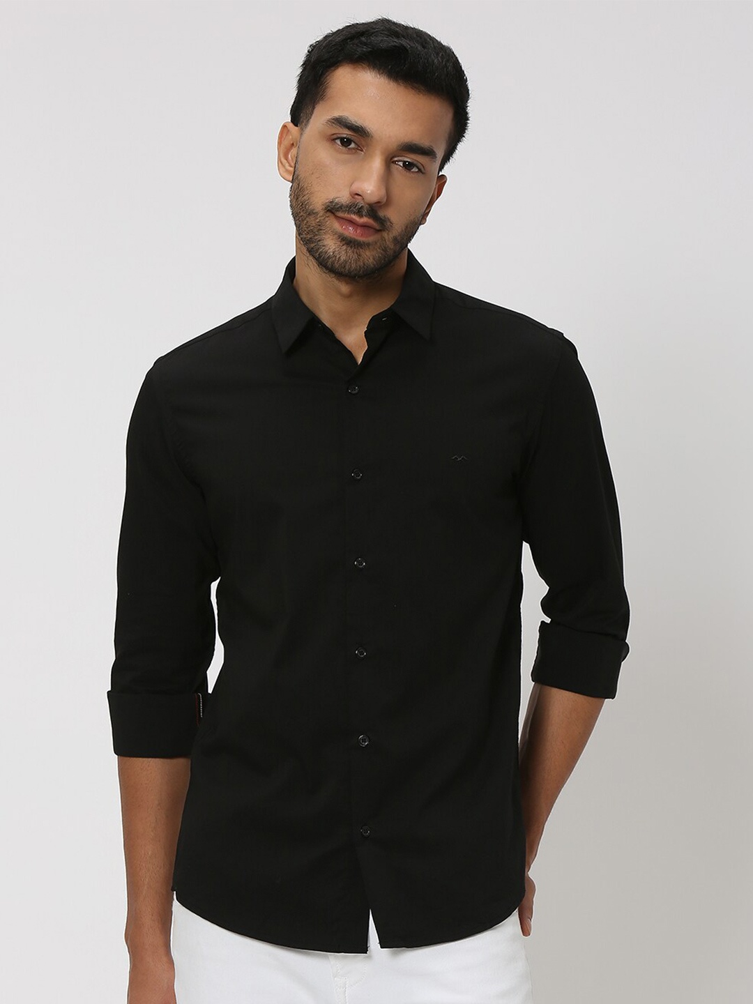 

Mufti Slim Fit Spread Collar Casual Shirt, Black