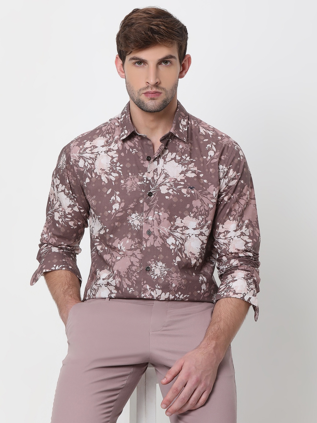 

Mufti Slim Fit Abstract Printed Pure Cotton Casual Shirt, Pink