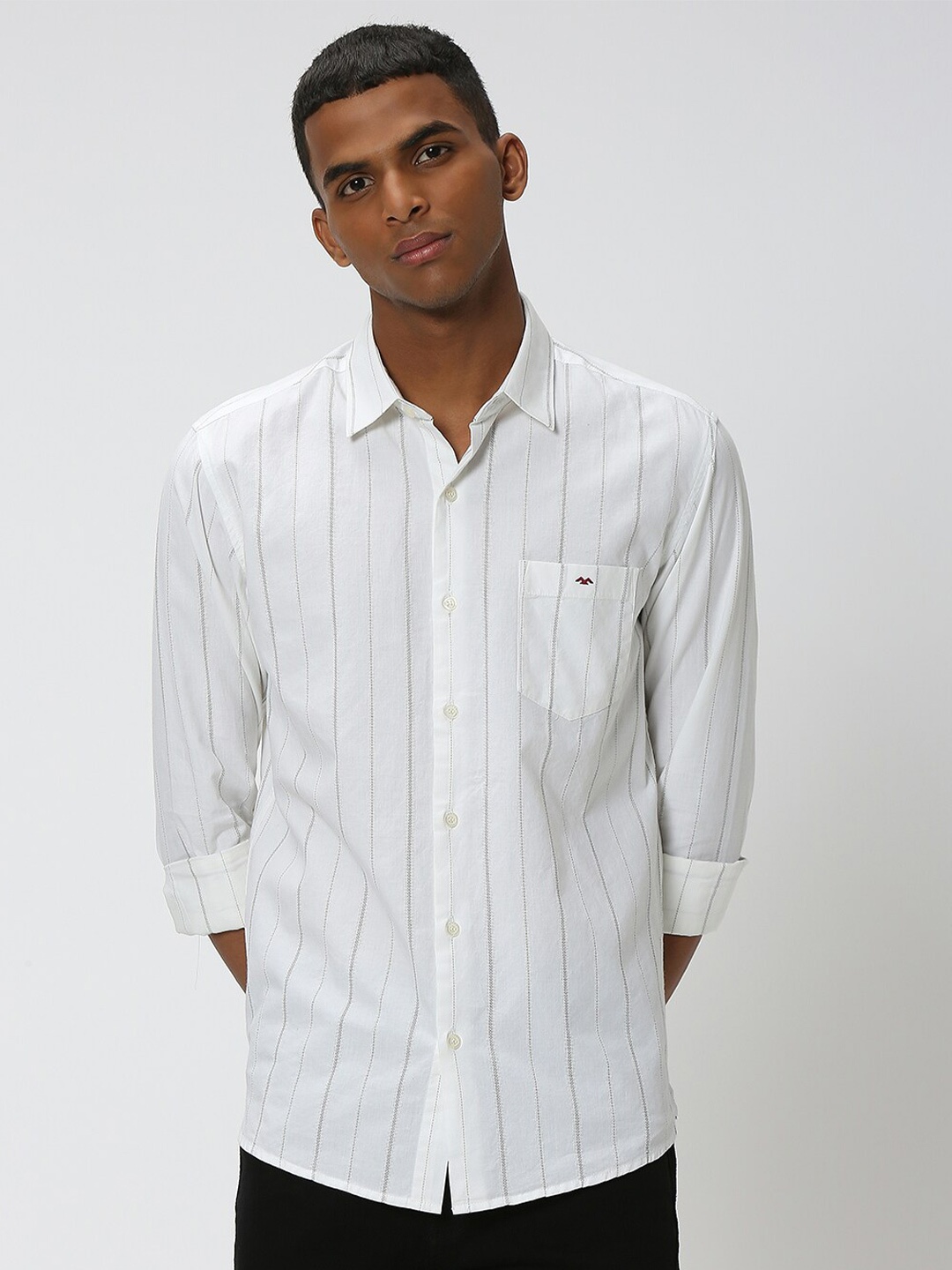 

Mufti Slim Fit Striped Pure Cotton Casual Shirt, White