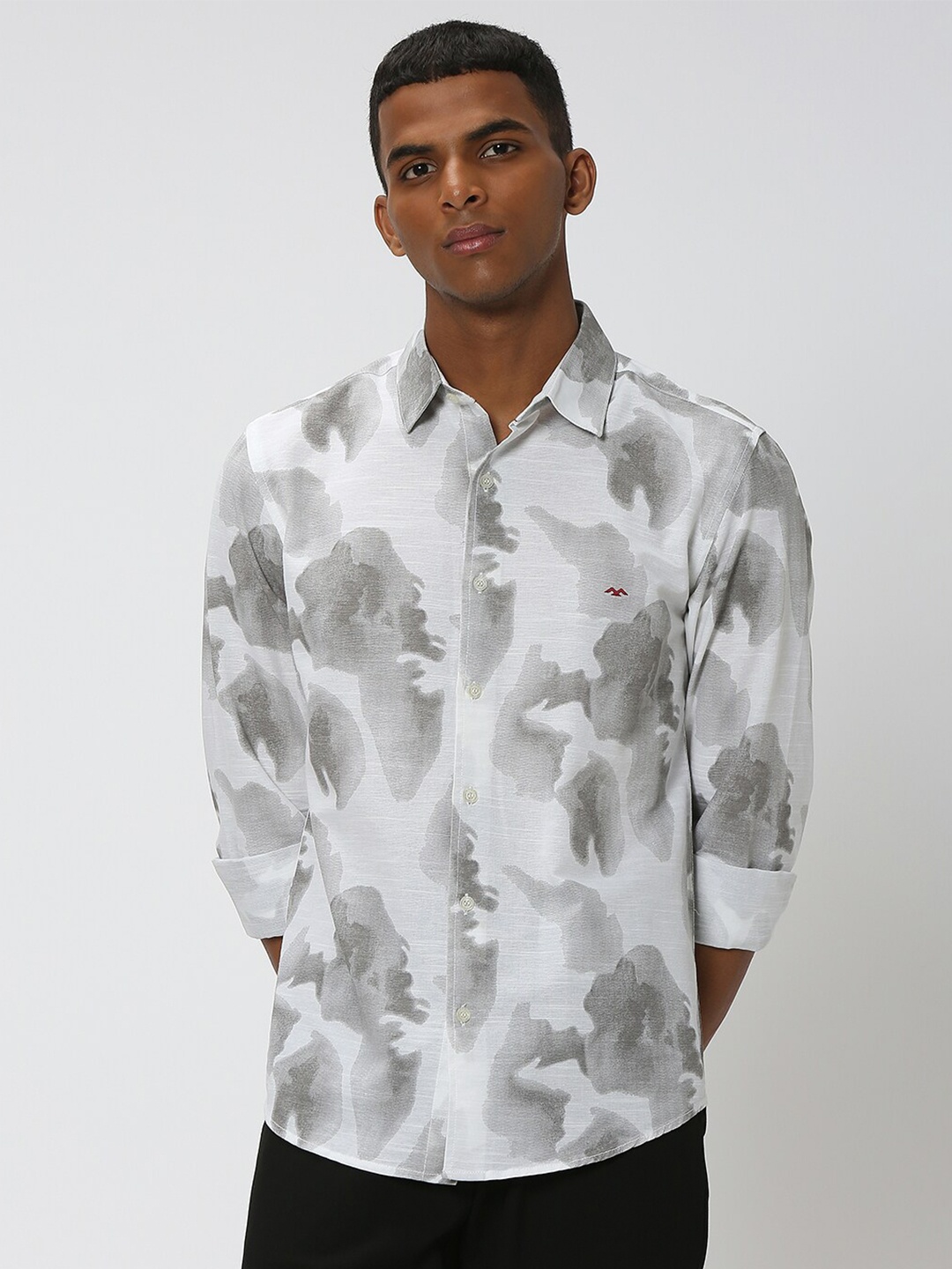 

Mufti Slim Fit Abstract Printed Pure Cotton Casual Shirt, Grey