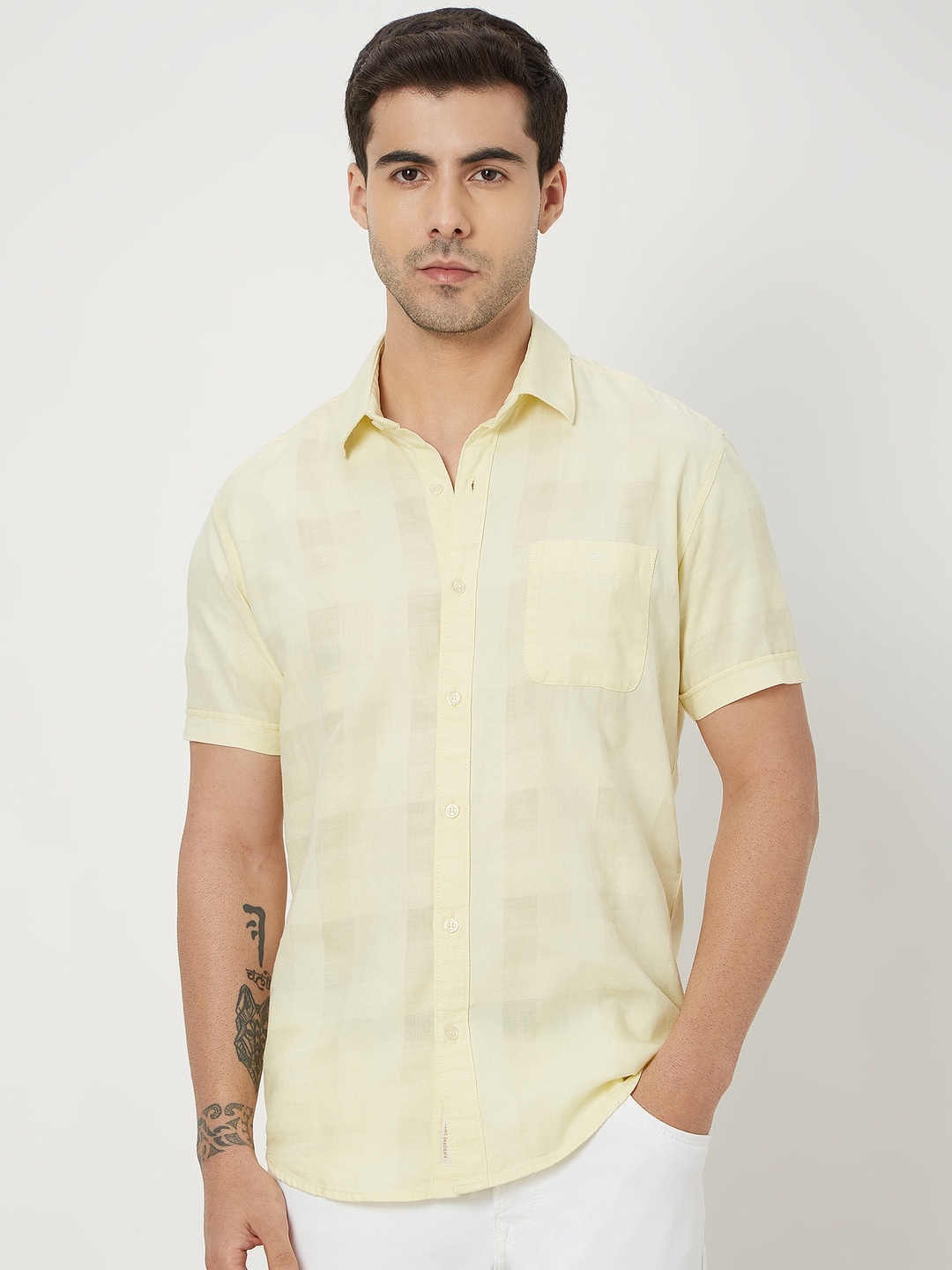 

Mufti Striped Slim Fit Opaque Cotton Casual Shirt, Yellow