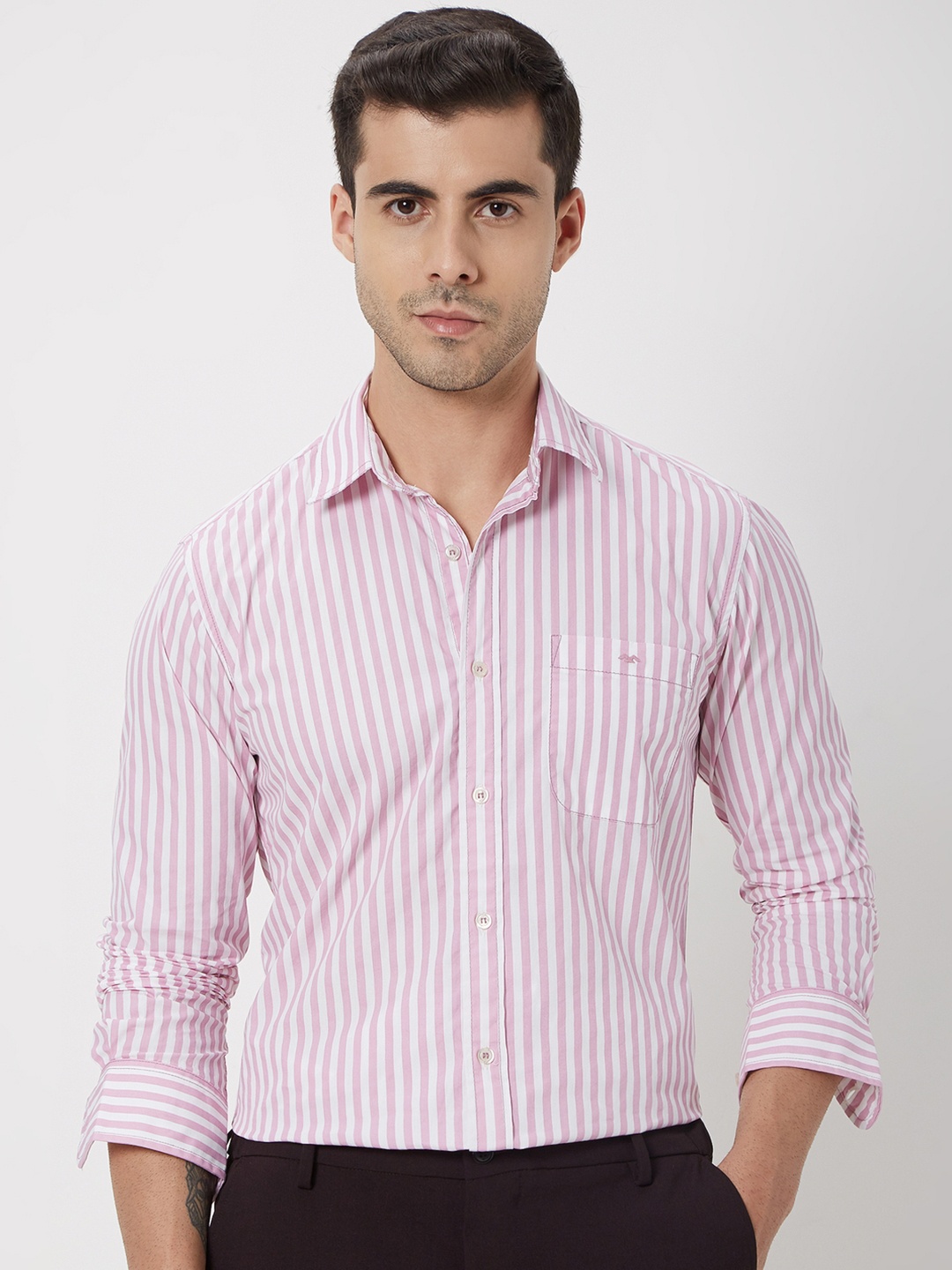 

Mufti Striped Opaque Pure Cotton Casual Shirt, Pink