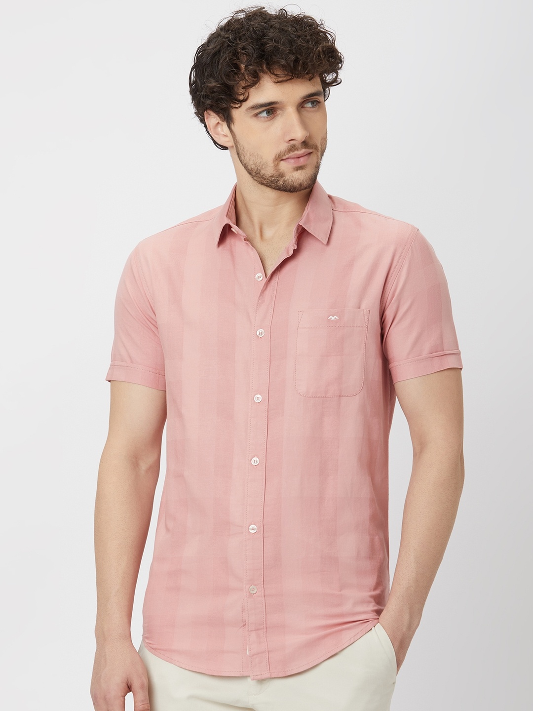 

Mufti Checked Opaque Pure Cotton Casual Shirt, Pink